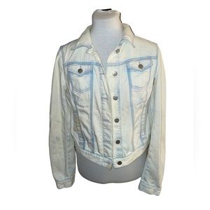 Ann Taylor Loft White Light Washed Long Sleeve Denim Jean Jacket Adult Size XS